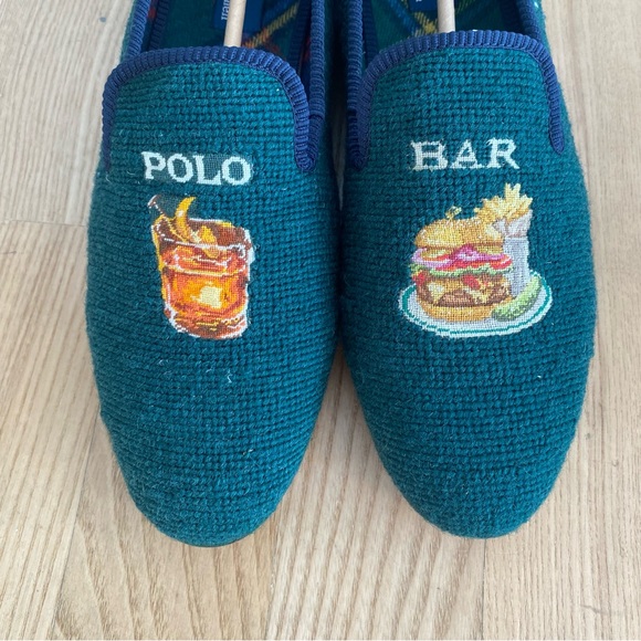 Ralph Lauren Paxton Polo Bar Dress Shoe Embroidered Loafers Needlepoint Slippers - Picture 9 of 9